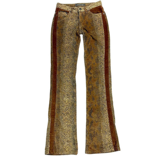 80s animal patterns boot-cut pants