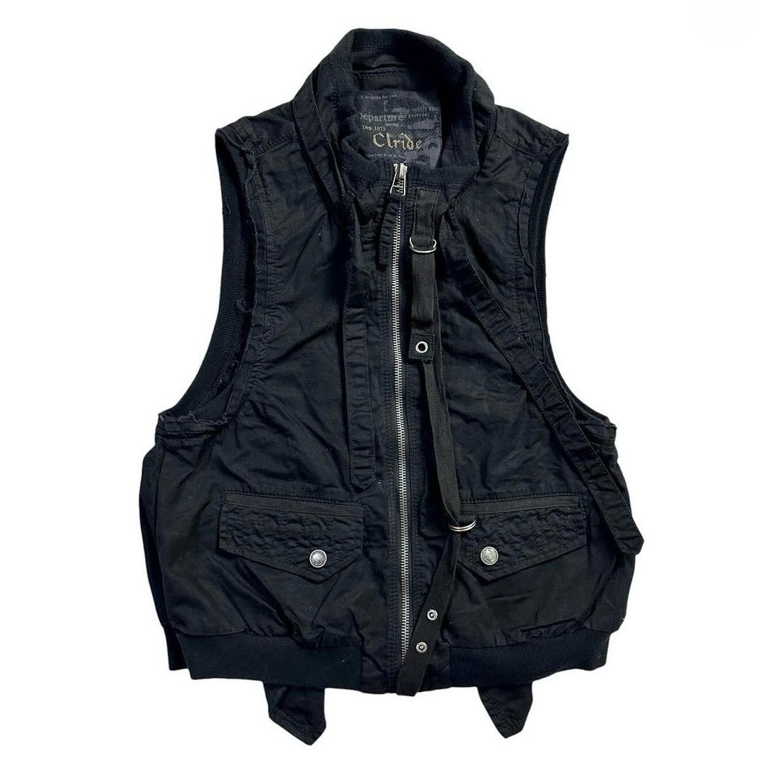 90s black zip vest