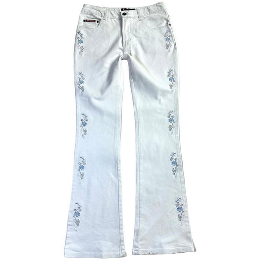 90s embroidery flowers pants