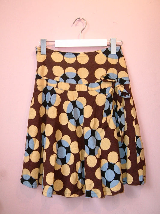 Brownish With Blue and Yellow Dotted Skirt
