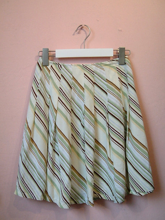 Whitish Skirt with Green and Brown Stripes