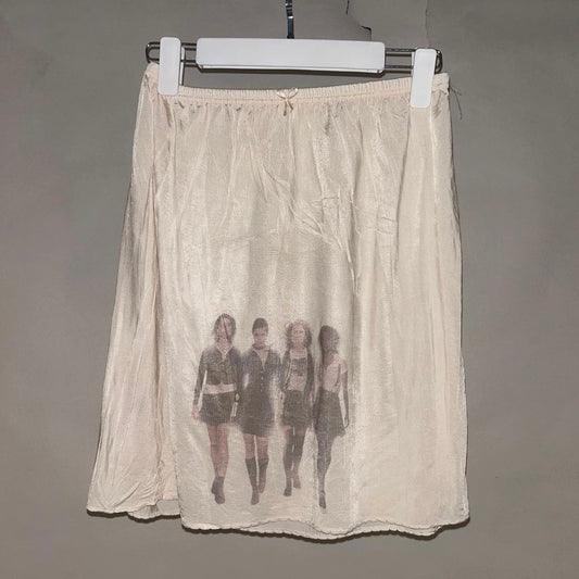 “4girls with crying clown”silk skirt