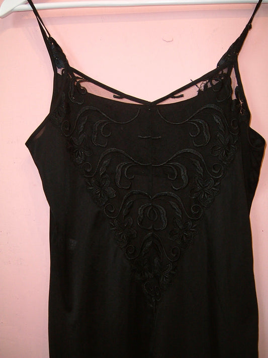 Black lace silk dress
