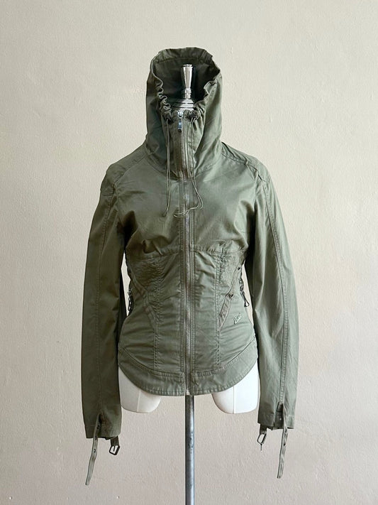 Diesel canvas green solid zip jacket
