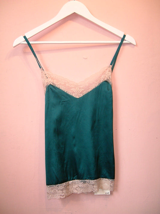 Green silk lace top