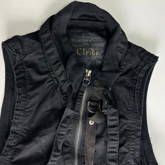 90s black zip vest