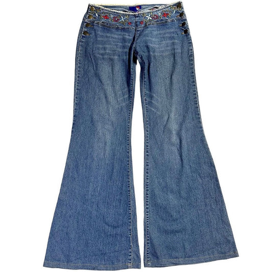 80s embroidered waistband low-waist jeans