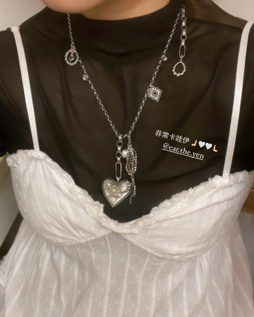 Heart crystal 925 sliver necklace(L)
