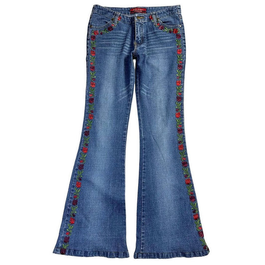 90s rose boot-cut jeans