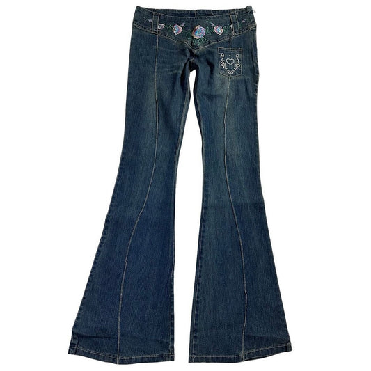 90s embroidery boot-cut jeans