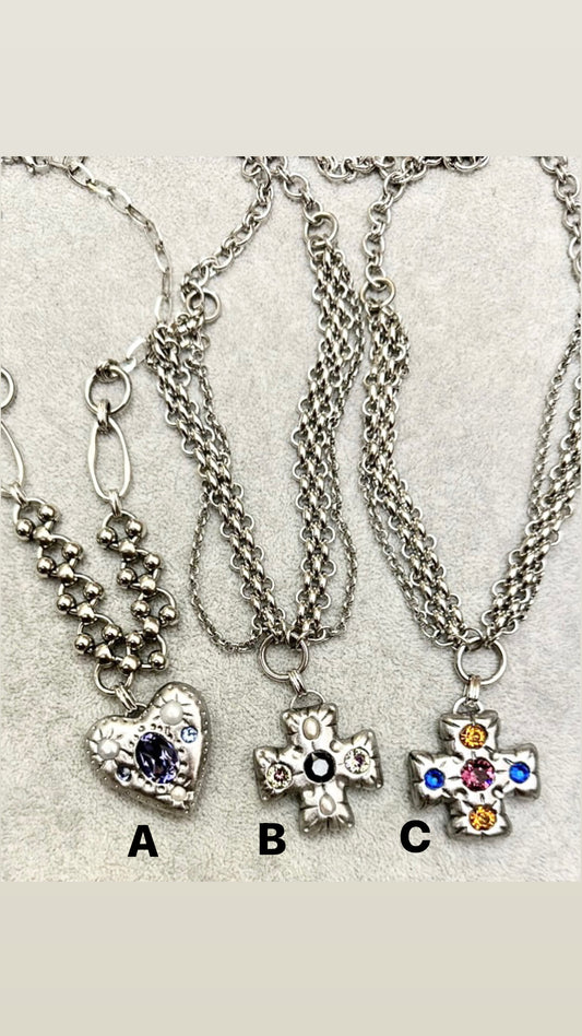 Pendant crystal 925 sliver necklace(L)