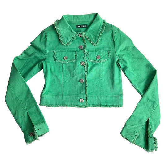 90s light green w frayed edge jacket
